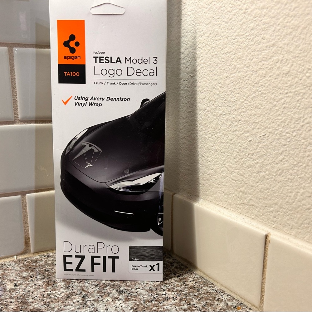 Tesla Logo Decal Designed for Model 3 Car Emblem - Silver